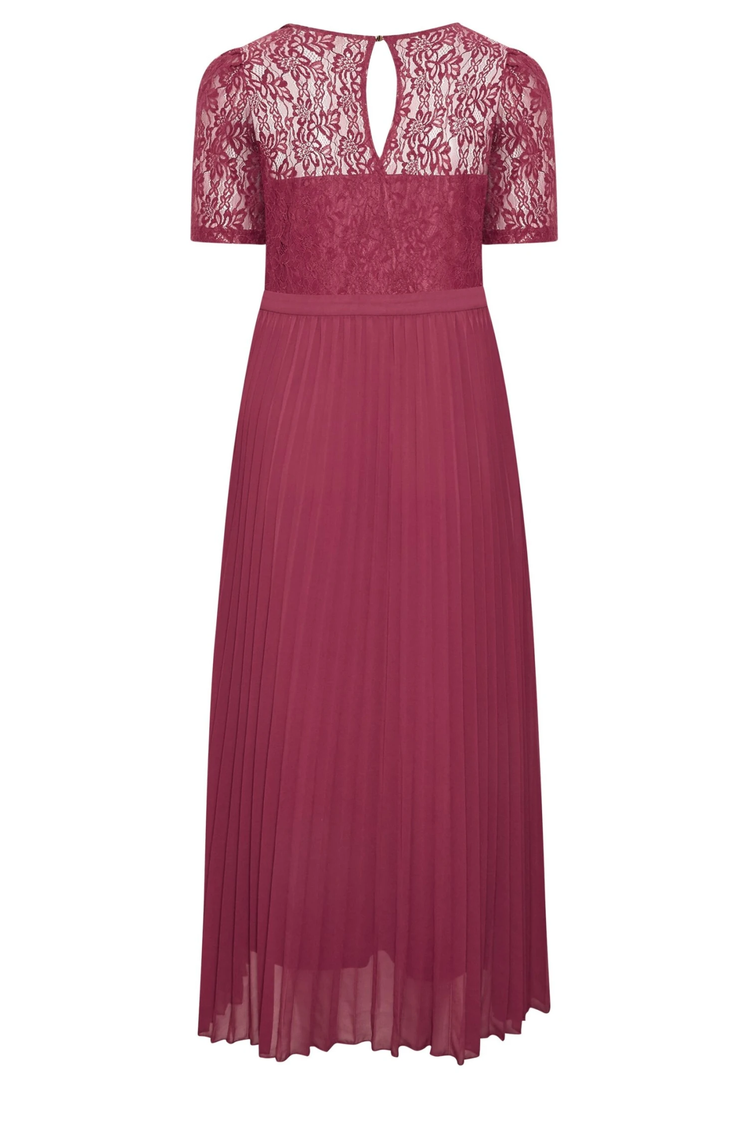YOURS LONDON Curve Burgundy Red Lace Puff Sleeve Pleated Maxi Dress 6 YOURS LONDON Curve Burgundy Red Lace Puff Sleeve Pleated Maxi Dress - Image 6