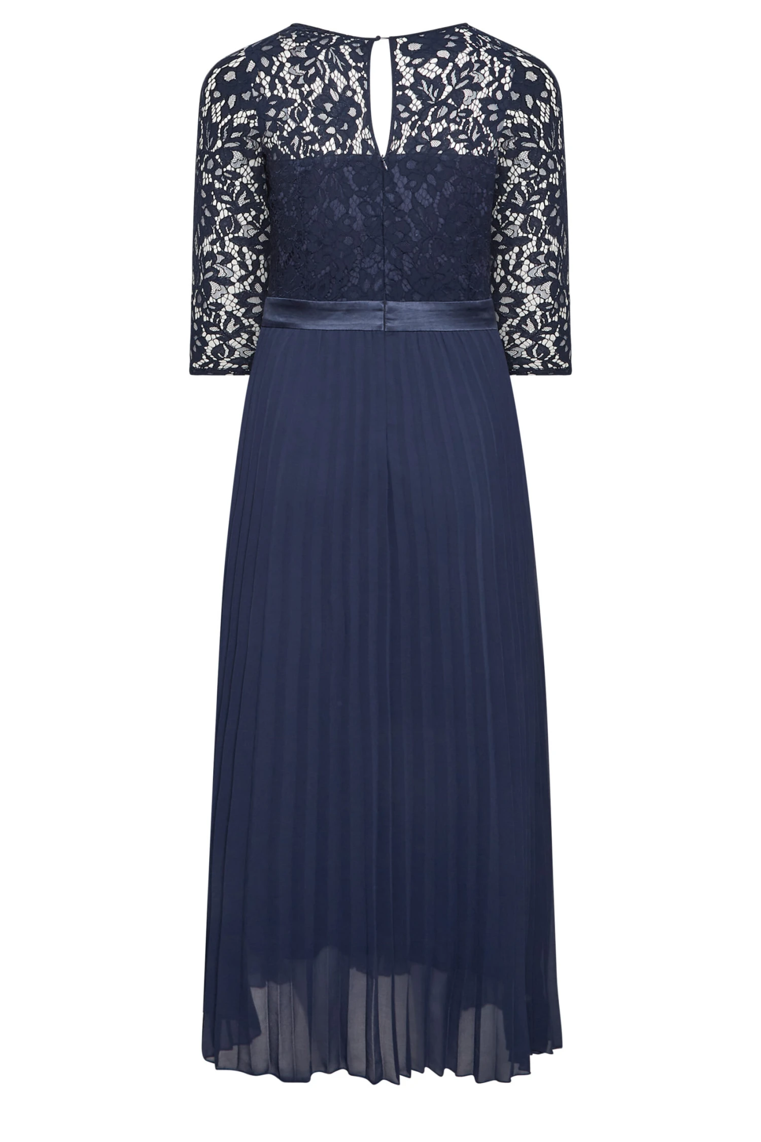 YOURS LONDON Curve Navy Blue Lace Pleated Maxi Dress 7 YOURS LONDON Curve Navy Blue Lace Pleated Maxi Dress - Image 7