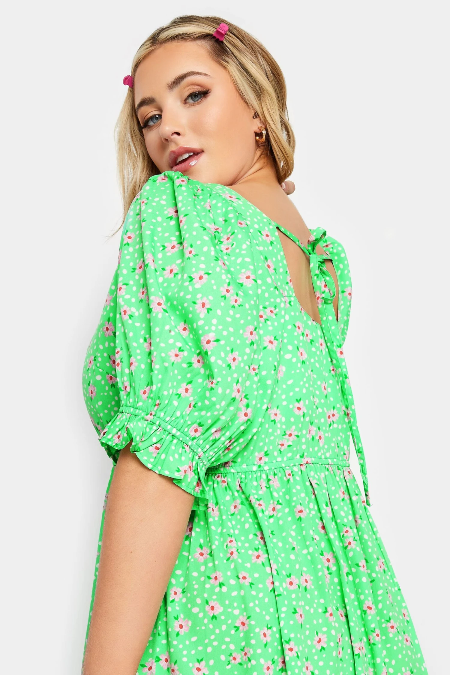 LIMITED COLLECTION Curve Green Floral Print Sweetheart Dress 4 LIMITED COLLECTION Curve Green Floral Print Sweetheart Dress - Image 4