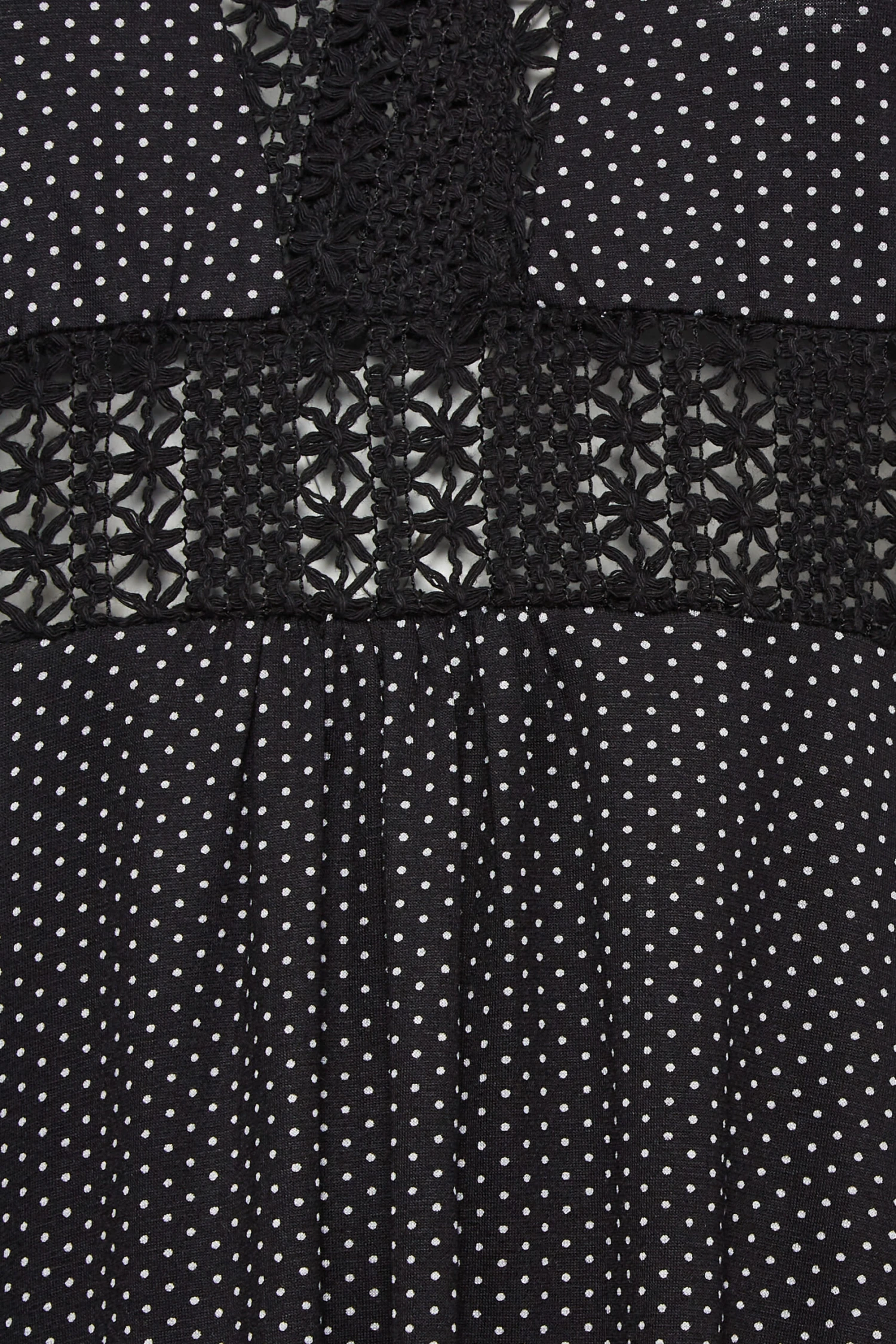 YOURS Curve Black Polka Dot Print Lace Detail Dress 4 YOURS Curve Black Polka Dot Print Lace Detail Dress - Image 4