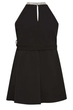 YOURS LONDON Curve Black Diamante Choker Peplum Top -Saga Dresses Shop cd824cf0 65af 48 162169 Y