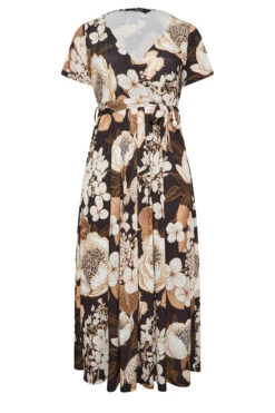 YOURS Curve Black Neutral Floral Print Wrap Front Midaxi Dress 10 YOURS Curve Black Neutral Floral Print Wrap Front Midaxi Dress -Saga Dresses Shop cd88d8ca d350 45 302154 X