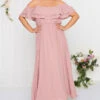 YOURS LONDON Curve Pink Bardot Ruffle Maxi Dress