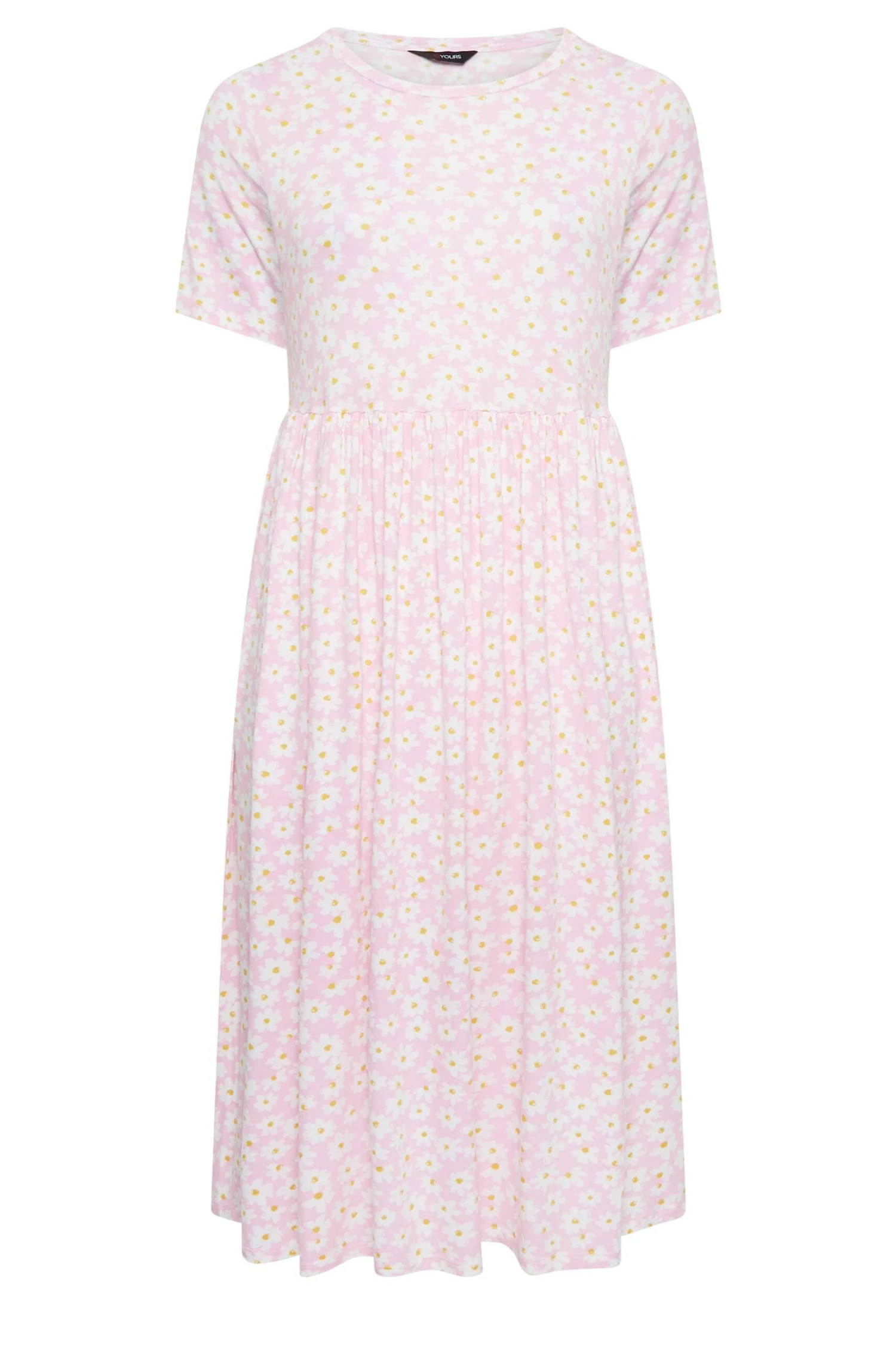 YOURS Curve Light Pink Daisy Print Smock Dress 5 YOURS Curve Light Pink Daisy Print Smock Dress - Image 5