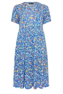 YOURS Curve Blue Floral Smock Dress -Saga Dresses Shop ce3250c7 5f87 4b 302230 X