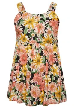 YOURS Curve Orange Floral Print Bow Back Vest Top -Saga Dresses Shop ceb8d42e a5a2 40 131816 X