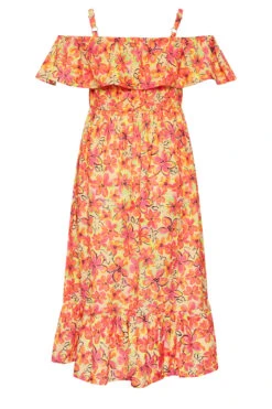 LIMITED COLLECTION Curve Orange Floral Frill Cold Shoulder Midi Dress 15 LIMITED COLLECTION Curve Orange Floral Frill Cold Shoulder Midi Dress -Saga Dresses Shop cf1128c9 580e 42 215544 Y