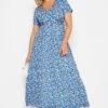 YOURS Curve Blue Ditsy Print Maxi Dress