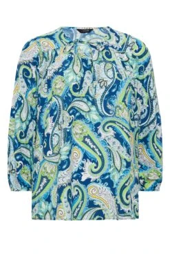 YOURS Curve Blue Paisley Print Blouse -Saga Dresses Shop cf8b53eb ba9a 43 301186 X