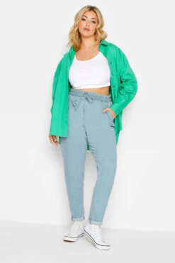 YOURS Curve Light Blue Paperbag Waist Stretch MOM Jeans