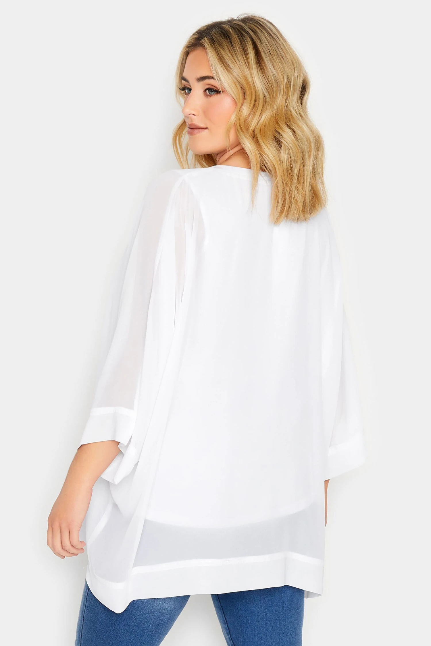 YOURS LONDON Curve White Chiffon Cape Blouse 2 YOURS LONDON Curve White Chiffon Cape Blouse - Image 2