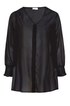 YOURS LONDON Curve Black Balloon Sleeve Shirt -Saga Dresses Shop d14f0ed4 5d38 43 157659 F