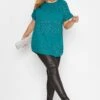 LUXE Curve Teal Blue Sequin Hand Embellished Top