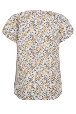 YOURS Curve White Floral Print Frill Blouse -Saga Dresses Shop d26e7419 c5cc 40 174274 Y