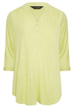 YOURS Curve Lime Green Half Placket Blouse -Saga Dresses Shop d29d9cf9 34a9 4d 174291 X