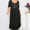 LUXE Curve Black Sequin Sweetheart Ruffle Maxi Dress