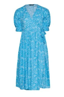 LIMITED COLLECTION Curve Blue Ditsy Wrap Dress -Saga Dresses Shop d352581f 0149 41 214398 Z
