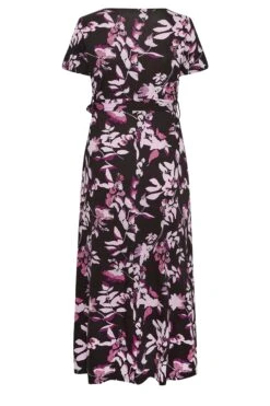 YOURS Curve Black Leaf Print Wrap Maxi Dress 11 YOURS Curve Black Leaf Print Wrap Maxi Dress -Saga Dresses Shop d398e907 f0af 4d 137434 Y