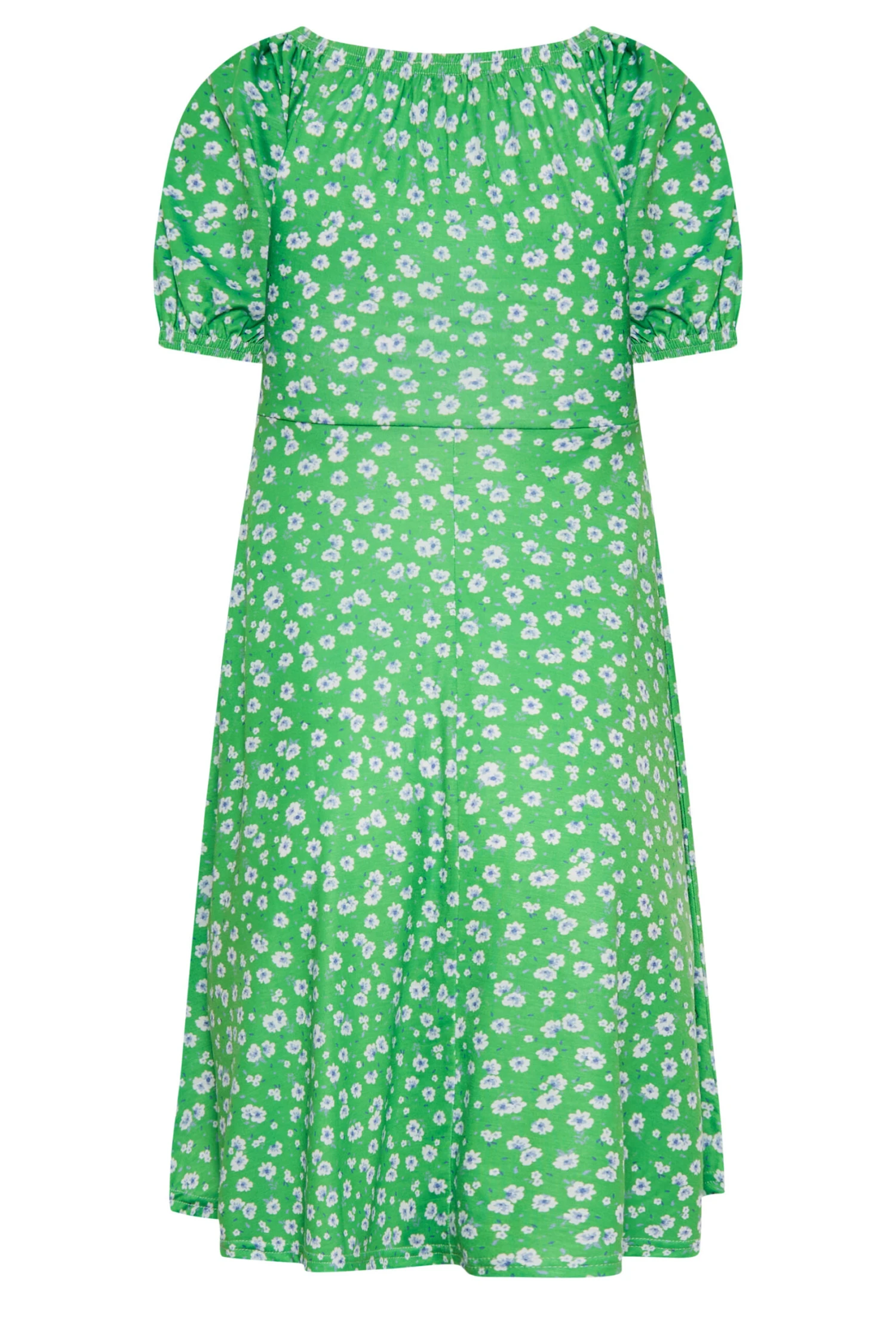 YOURS PETITE Curve Green Daisy Print Ruched Front Dress 1 YOURS PETITE Curve Green Daisy Print Ruched Front Dress