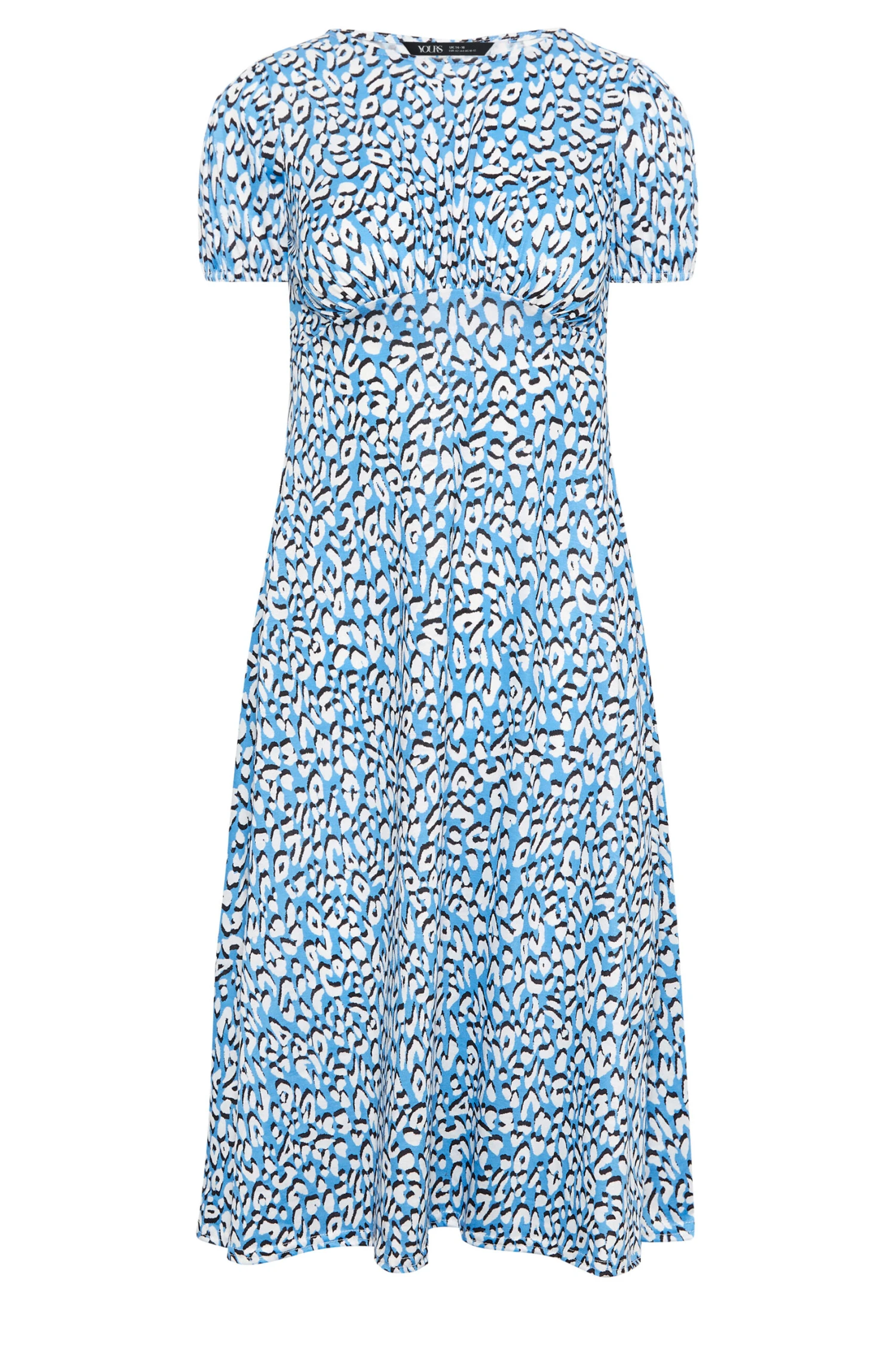 YOURS PETITE Curve Blue & White Animal Print Midi Dress 5 YOURS PETITE Curve Blue & White Animal Print Midi Dress - Image 5