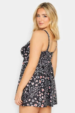 YOURS Curve Black Animal Print Buckle Tummy Control Swim Dress -Saga Dresses Shop d46dc710 8370 4d 150268 D