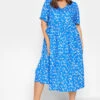 YOURS Curve Blue Daisy Print Smock Dress