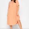 LIMITED COLLECTION Curve Light Orange Ribbed Peplum Midi Dress