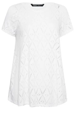 YOURS 2 PACK Curve Navy Blue & White Broderie Anglaise Swing Tops -Saga Dresses Shop d4a5c4ff cb79 44 321082 X