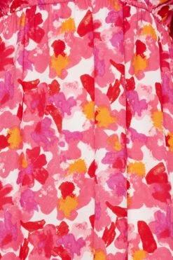 YOURS Curve Pink Floral Cold Shoulder Midaxi Dress -Saga Dresses Shop d4e6abb8 52da 48 137287 Z