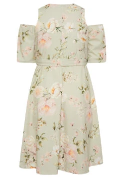 YOURS LONDON Curve Sage Green Floral Cold Shoulder Skater Dress 11 YOURS LONDON Curve Sage Green Floral Cold Shoulder Skater Dress -Saga Dresses Shop d5a9614e f53f 4d 162149 Y