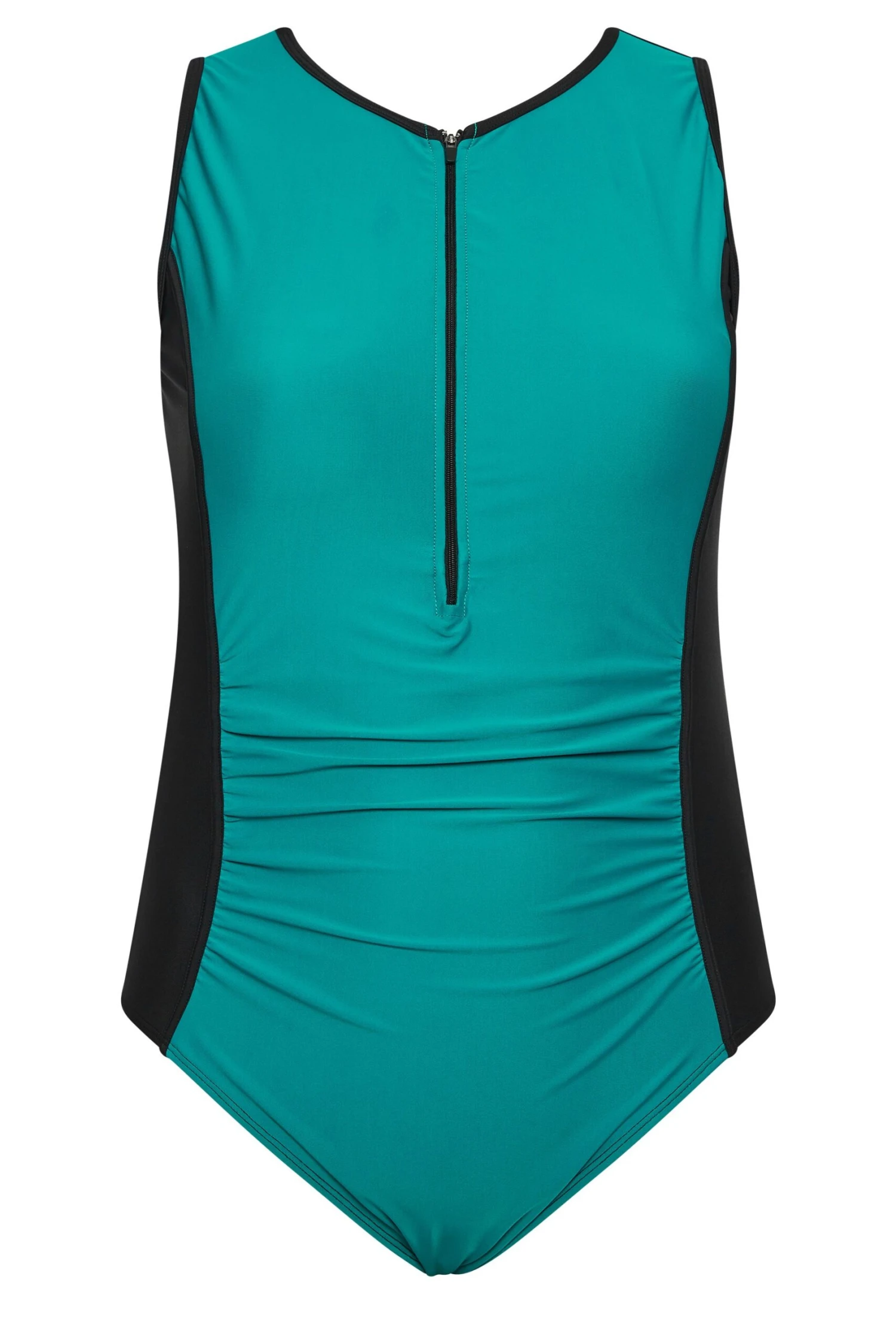 YOURS Curve Blue Zip Front Tummy Control Swimsuit 6 YOURS Curve Blue Zip Front Tummy Control Swimsuit - Image 6