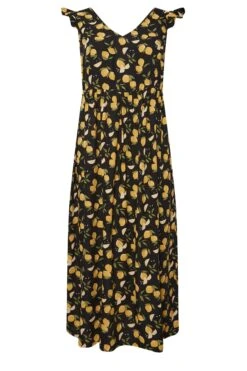 LIMITED COLLECTION Curve Black Lemons Print Frill Maxi Dress 10 LIMITED COLLECTION Curve Black Lemons Print Frill Maxi Dress -Saga Dresses Shop d6c05231 d37c 4b 215682 X