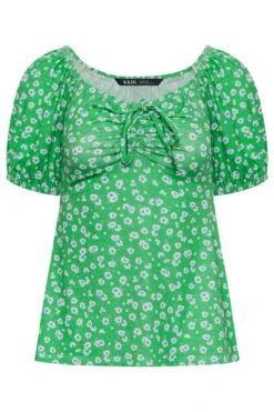 YOURS PETITE Curve Green Ditsy Print Ruched Front Top 10 YOURS PETITE Curve Green Ditsy Print Ruched Front Top -Saga Dresses Shop d7933b0a 32f2 4f 174569 X