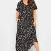 LIMITED COLLECTION Curve Black Daisy Pleat Front Maxi Dress
