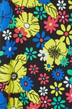 YOURS Curve Black & Yellow Floral Print Pleat Front Vest Top -Saga Dresses Shop d9790b8a 52fc 4e 302262 Z