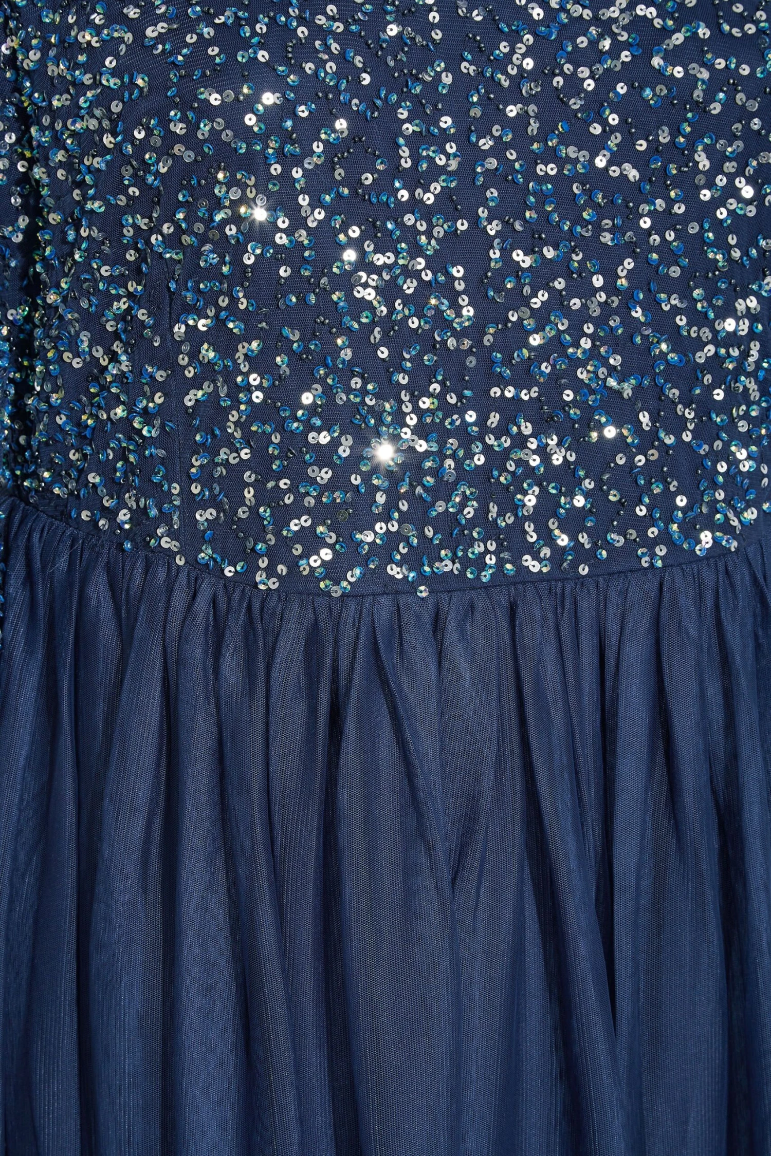 LUXE Curve Navy Blue Sequin Hand Embellished Maxi Dress 4 LUXE Curve Navy Blue Sequin Hand Embellished Maxi Dress - Image 4