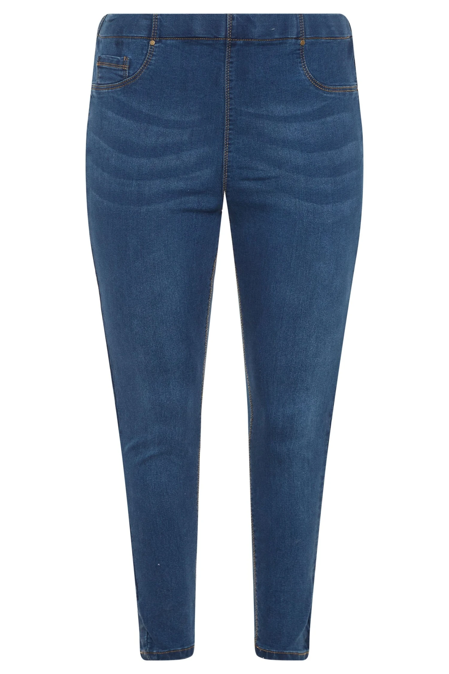 YOURS FOR GOOD Curve Mid Blue Stretch Pull On JENNY Jeggings 2 YOURS FOR GOOD Curve Mid Blue Stretch Pull On JENNY Jeggings - Image 2