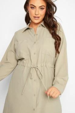 YOURS Curve Brown Utility Tunic Shirt -Saga Dresses Shop dc32842d 9ad5 4e 131729 D