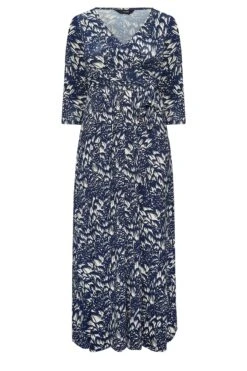 YOURS Curve Navy Blue Floral Print Maxi Dress -Saga Dresses Shop dc482ae9 67fe 46 301892 X