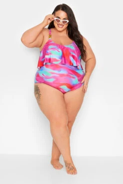 YOURS Curve Pink Swirl Print Frill Chain Tummy Control Swimsuit 21 YOURS Curve Pink Swirl Print Frill Chain Tummy Control Swimsuit -Saga Dresses Shop dc69d0af c4bf 40 150310VB B