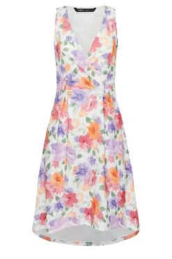 YOURS PETITE Curve White Floral Dipped Hem Midi Dress -Saga Dresses Shop dd5b6f1b da12 47 174554 X