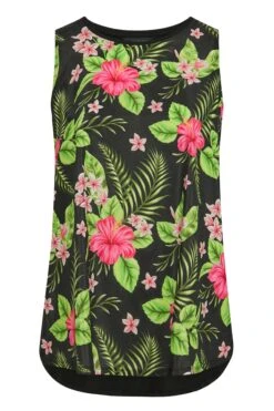 YOURS Curve Black Tropical Print Vest Top -Saga Dresses Shop ddc763df 1d17 40 300727 X