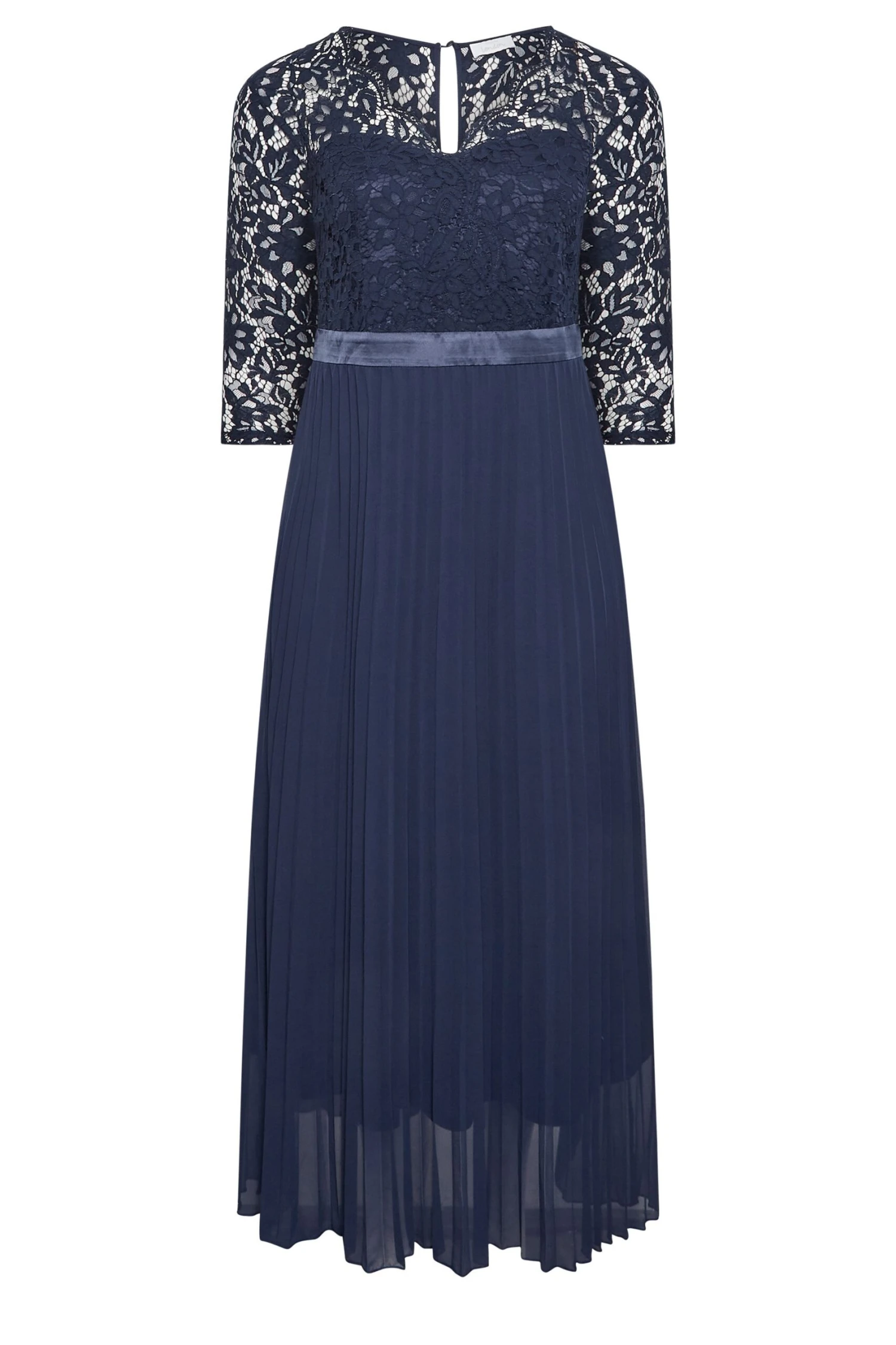 YOURS LONDON Curve Navy Blue Lace Pleated Maxi Dress 6 YOURS LONDON Curve Navy Blue Lace Pleated Maxi Dress - Image 6
