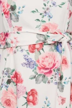 YOURS LONDON Curve White & Pink Floral Print Peplum Top -Saga Dresses Shop ddef1143 cbd1 42 162182 Z