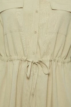 YOURS Curve Beige Brown Utility Tunic Linen Look Shirt -Saga Dresses Shop de283ca2 db2d 4d 131753 Z