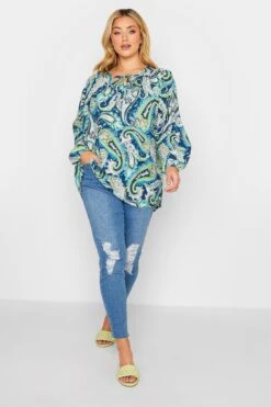 YOURS Curve Blue Paisley Print Blouse