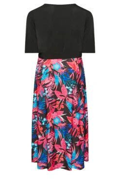 YOURS LONDON Curve Black Tropical Print Wrap Dress -Saga Dresses Shop deec0722 aef5 44 162220 Y