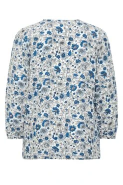 YOURS Curve Blue Floral Long Sleeve Top -Saga Dresses Shop df1d7ccc 58c8 4a 301185 Y