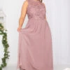 YOURS LONDON Curve Pink Lace Front Chiffon Maxi Dress