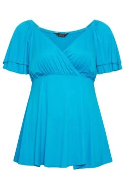 LIMITED COLLECTION Curve Blue Layered Sleeve Wrap Top -Saga Dresses Shop dfc76bea 6ae5 42 215786 X